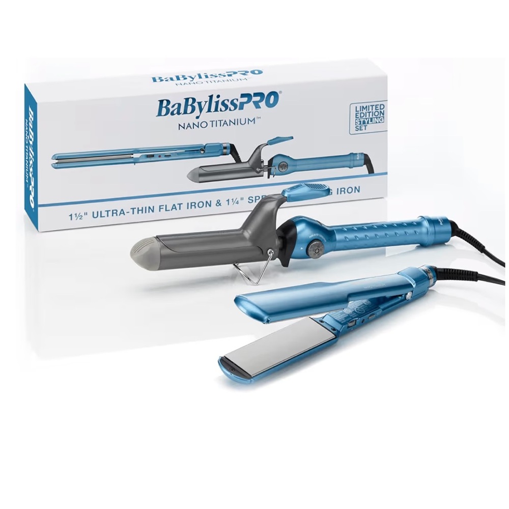 BaBylissPRO Nano Titanium Blue Hair Styling Set